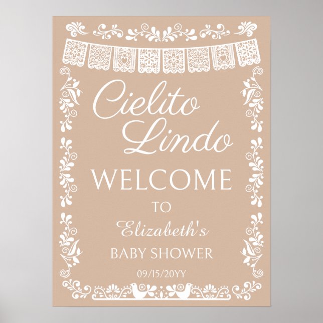 Póster Cielito Lindo Baby Shower Beige Welcome (Frente)