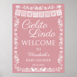 Póster Cielito Lindo Baby Shower Blush Pink Welcome
