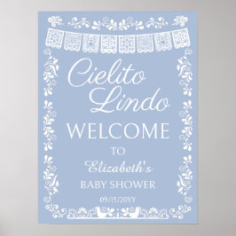 Póster Cielito Lindo Baby Shower Dusty Blue Welcome
