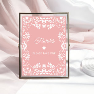 Póster Cielito Lindo Baby Shower Rosa Mexicano Favores