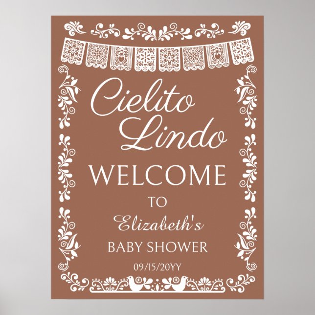 Póster Cielito Lindo Baby Shower Terracotta Welcome (Frente)