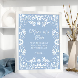 Póster Cielito Lindo Mexicano Azul Baby Shower Mom-osa Ba