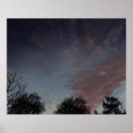 Póster Cielo atardecer de invierno con estrella