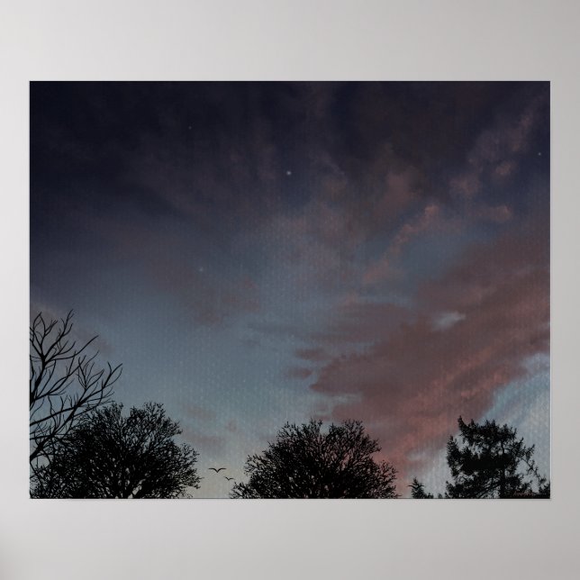 Póster Cielo atardecer de invierno con estrella (Frente)