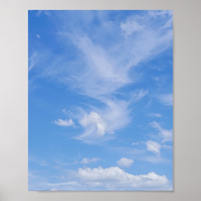 Póster Cielo Azul Con Nubes Vestidas (Frente)