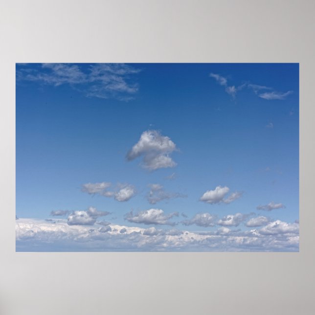 Póster cielo azul de manada de nubes (Frente)