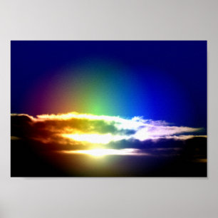 Póster Cielo azul del sol arcoiris