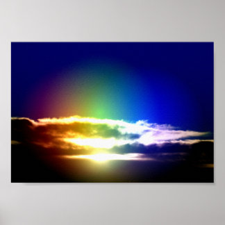 Póster Cielo azul del sol arcoiris