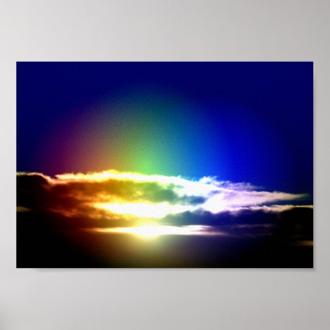 Póster Cielo azul del sol arcoiris (Frente)