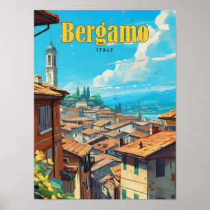 Póster Cielo azul en Bérgamo Italia Viajes de época