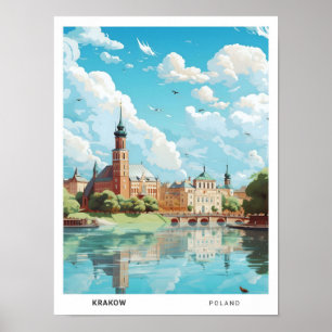 Póster Cielo azul en Cracovia Polonia Viajes de época