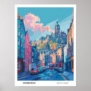 Póster Cielo azul en Edimburgo Escocia Viaje de Vintage
