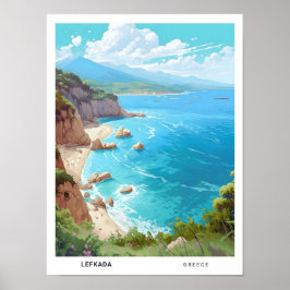 Póster Cielo azul en Lefkada Grecia Viajes de época