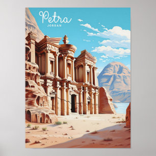 Póster Cielo azul en Petra Jordan Viaje de época
