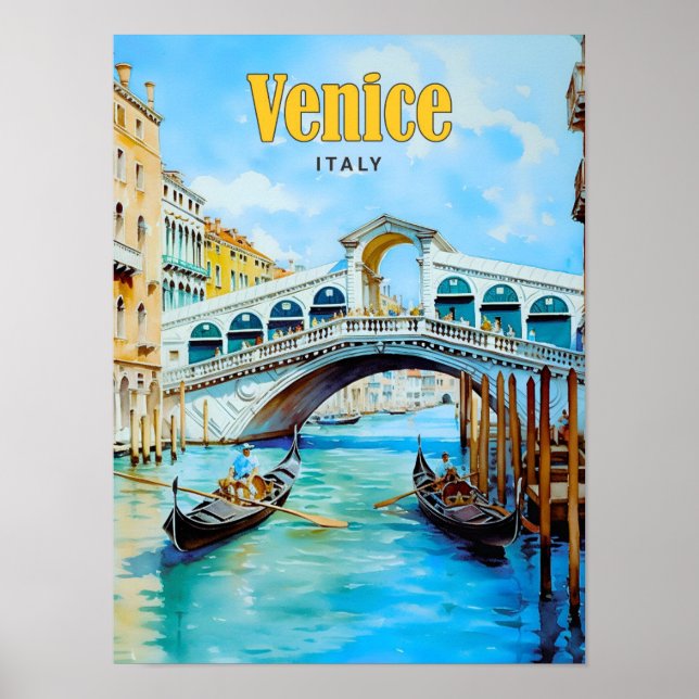 Póster Cielo azul en Venecia Italia Viajes de época (Frente)