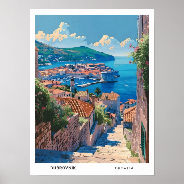 Póster Cielo azul en viaje de cosecha en Dubrovnik Croaci (Frente)