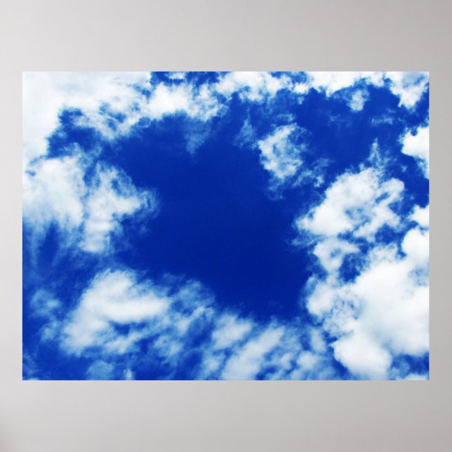 Póster Cielo azul primaveral salpicado con muchas nubes b (Frente)
