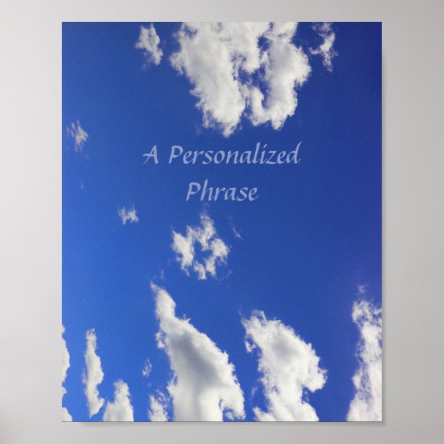 Póster Cielo azul profundo Nubes blancas esponjosas, Foto (Frente)