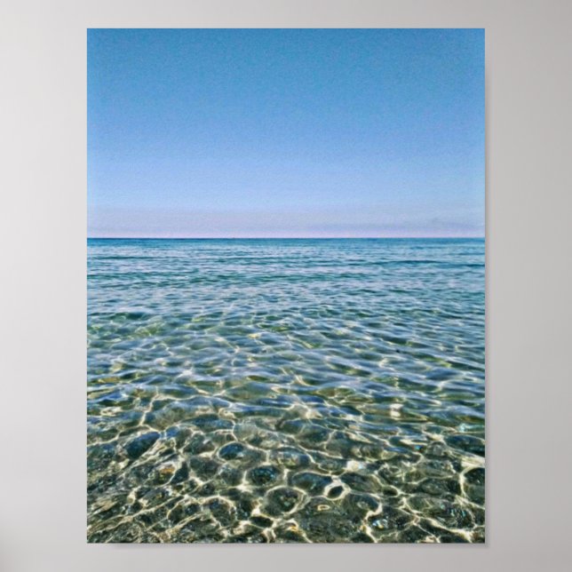 Póster Cielo azul y hermoso Poster del mar tranquilo (Frente)