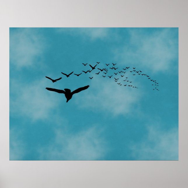 Póster Cielo con pájaros (Frente)