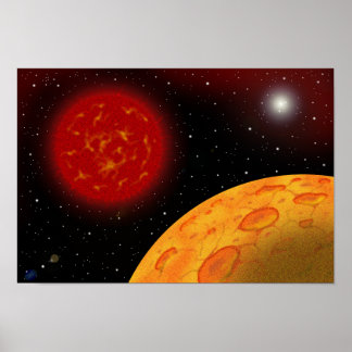 Póster Cielo con una estrella enana roja flotando en él.