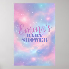 Póster Cielo Cósmico Rosa Pastel Azul Mágico Soñador