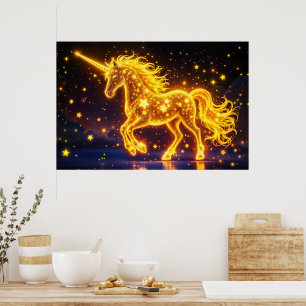 Póster Cielo de caballo de oro cuento de hadas cielo de n