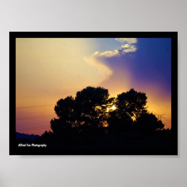 Póster Cielo de puesta de sol eléctrica (Frente)