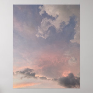 Póster Cielo de puesta de sol pastel suave nubes rosa fot