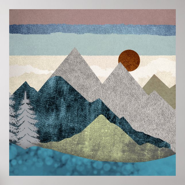 Póster Cielo de rayas de montaña (Frente)