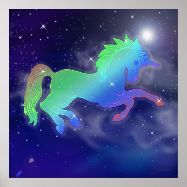 Póster Cielo de Unicornio | Noche estrellada (Frente)