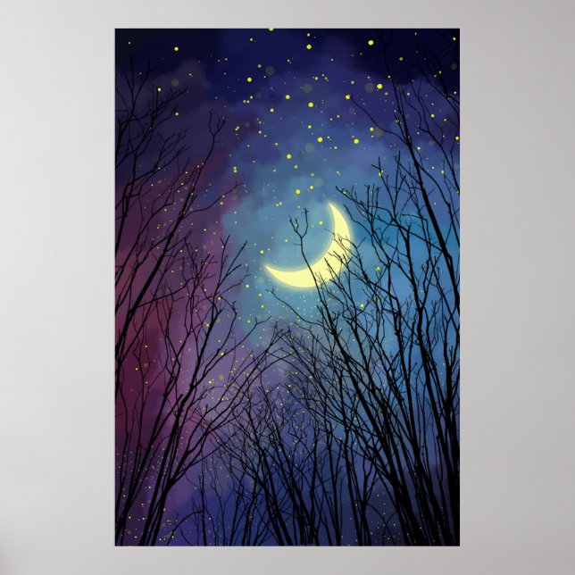 Póster Cielo del bosque nocturno (Frente)