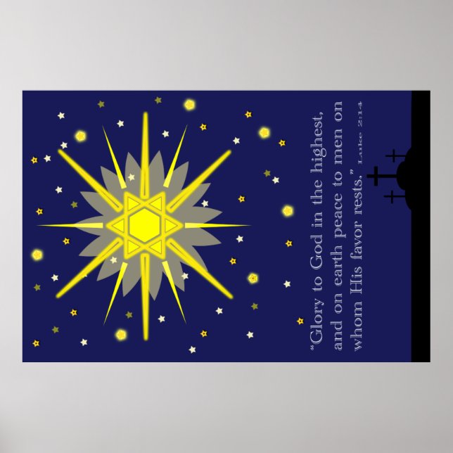 Póster cielo estrellado con cruces como 2:14 (Frente)