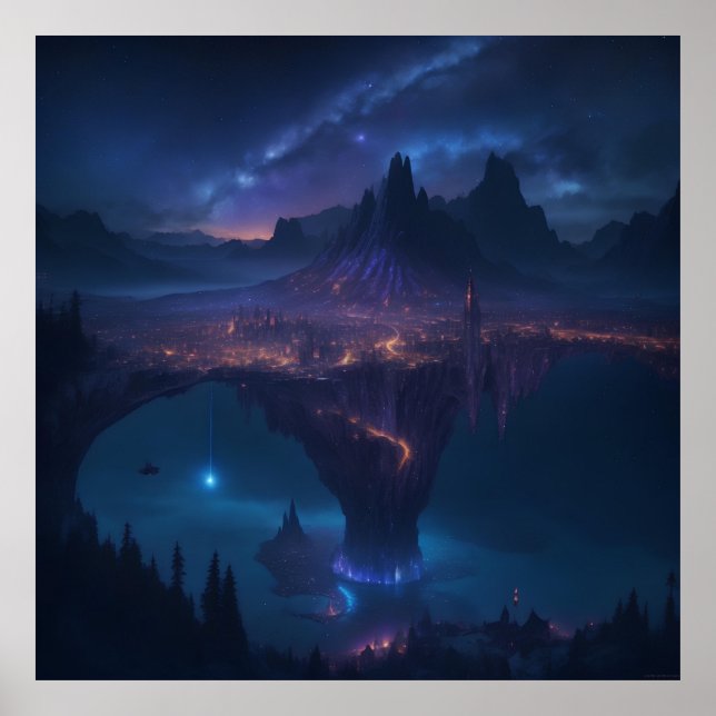 Póster Cielo estrellado y nocturno cósmico (Frente)