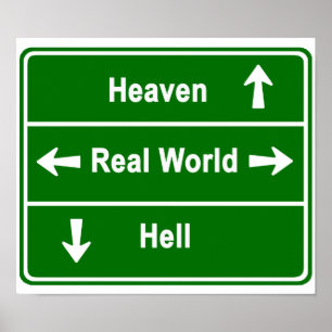 Póster Cielo, mundo real o infierno