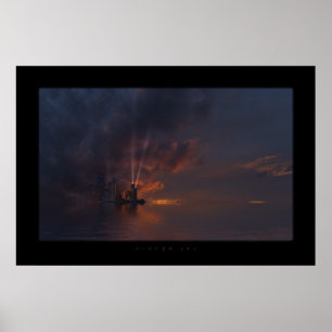 Póster cielo naranja