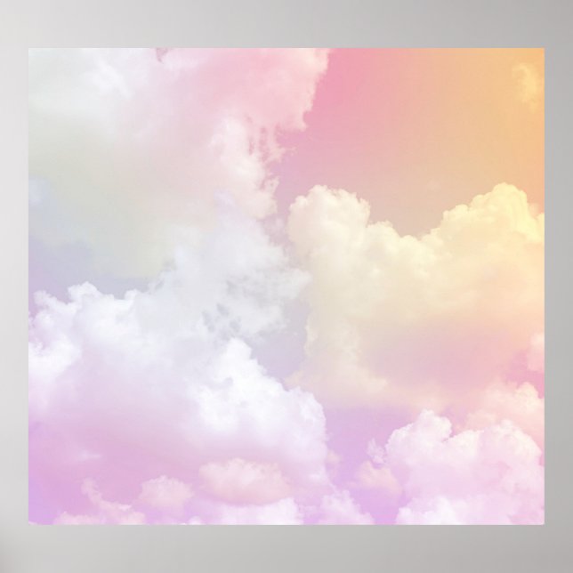Póster Cielo Naranja rosa suave: Fluffy (Frente)