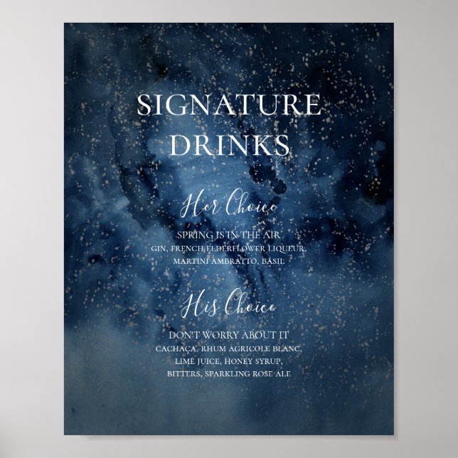Póster Cielo nocturno celeste | Rótulo de bebidas con fir (Frente)