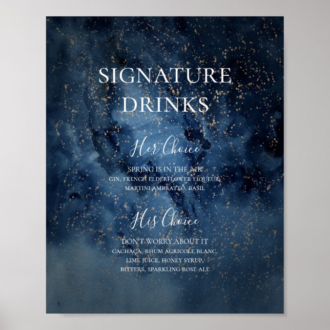Póster Cielo nocturno celestial | Letrero de bebidas con  (Frente)