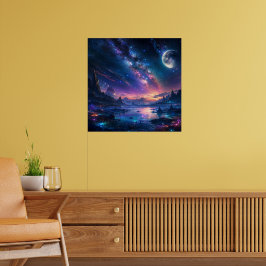 Póster Cielo Nocturno de la Galaxia, Vía Láctea Púrpura d