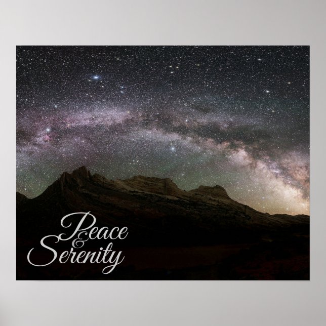 Póster Cielo nocturno de la montaña por la paz y la seren (Frente)