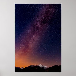 Póster Cielo Nocturno Rosa, Púrpura Y Naranja Starry