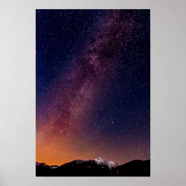 Póster Cielo Nocturno Rosa, Púrpura Y Naranja Starry (Frente)
