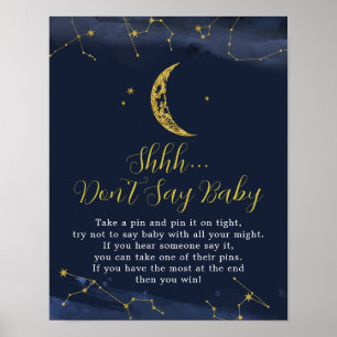 Póster Cielo nocturno sobre la luna Baby Shower no dice b