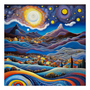 Póster Cielo nocturno sobre las montañas 3