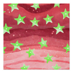 Póster cielo rojo con estrellas