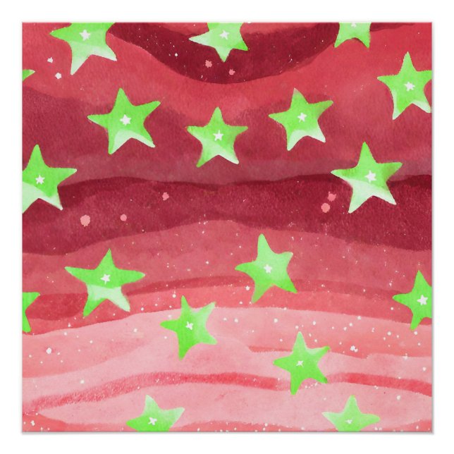 Póster cielo rojo con estrellas (Anverso)