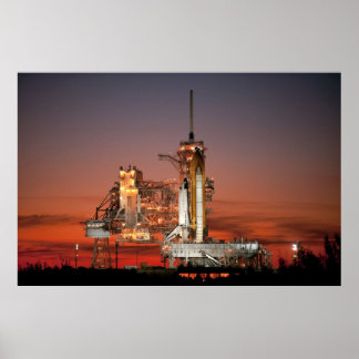 Póster Cielo rojo para el lanzamiento del transbordador e