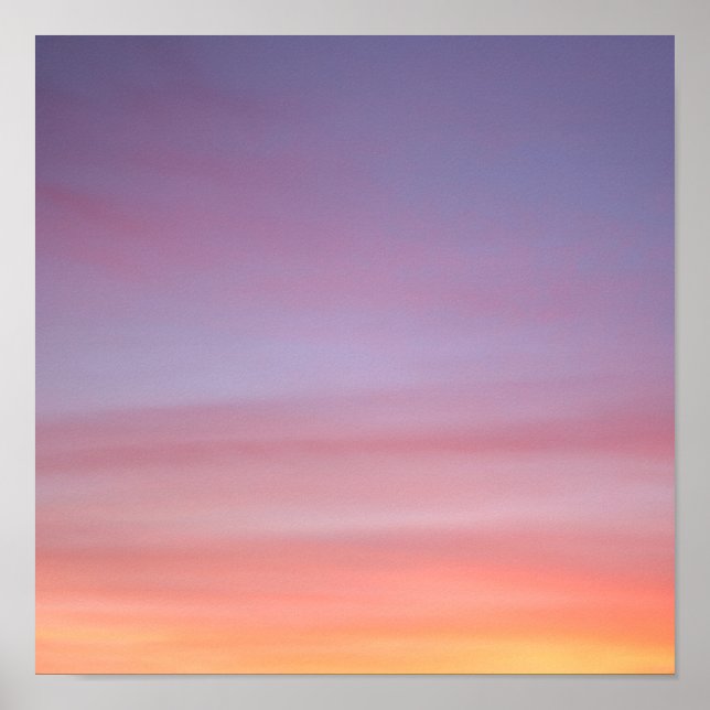 Póster Cielo rosa, amarillo y morado nublado (Frente)