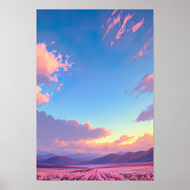 Póster Cielo rosa en flor (Frente)